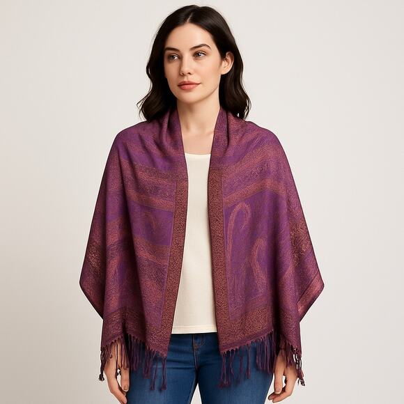 Collection 18 Womens Scarf Purple Opulence Blanket Multifunctional Fringe - Picture 1 of 13